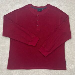 Field & Stream Shirt Adult Extra Large Red Henley Long Sleeve Cotton Preppy Men